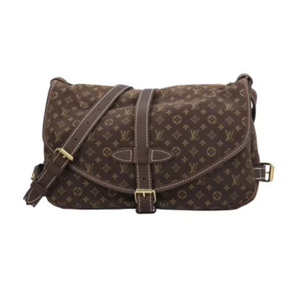 Louis Vuitton Saumur Monogram Lin Shoulder Bag Brown